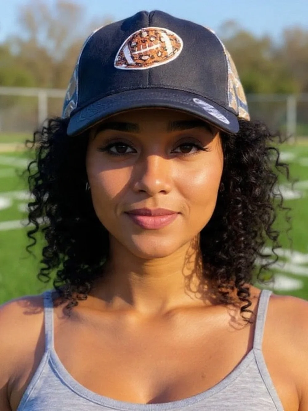 Black Football Magna Pony Mesh Foam Trucker Hat - Leopard